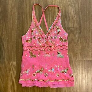 Bebe sequin too with cross cross straps- M
